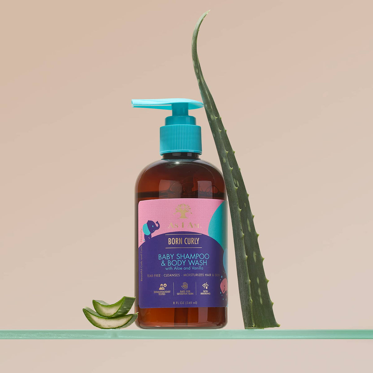 As I Am Born Curly Baby Shampoo & Body Wash — back of bottle with ingredients