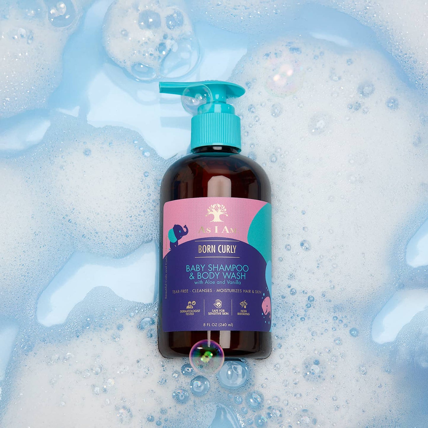 As I Am Born Curly babyshampoo & douchegel — toepassing op het haar van de baby