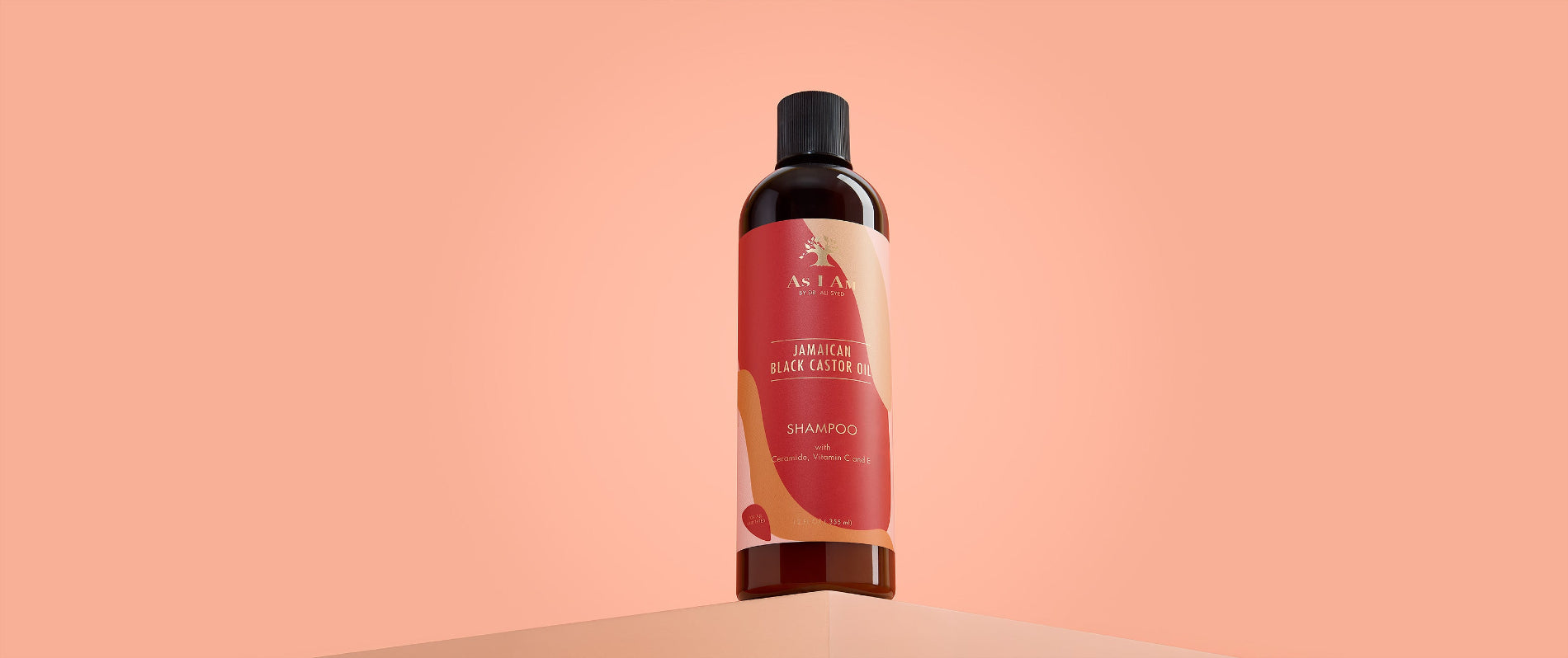 As I Am Jamaican Black Castor Oil Shampoo — landscape shot of the sulfate-free cleanser designed to strengthen and moisturize hair while promoting a healthy scalp.
