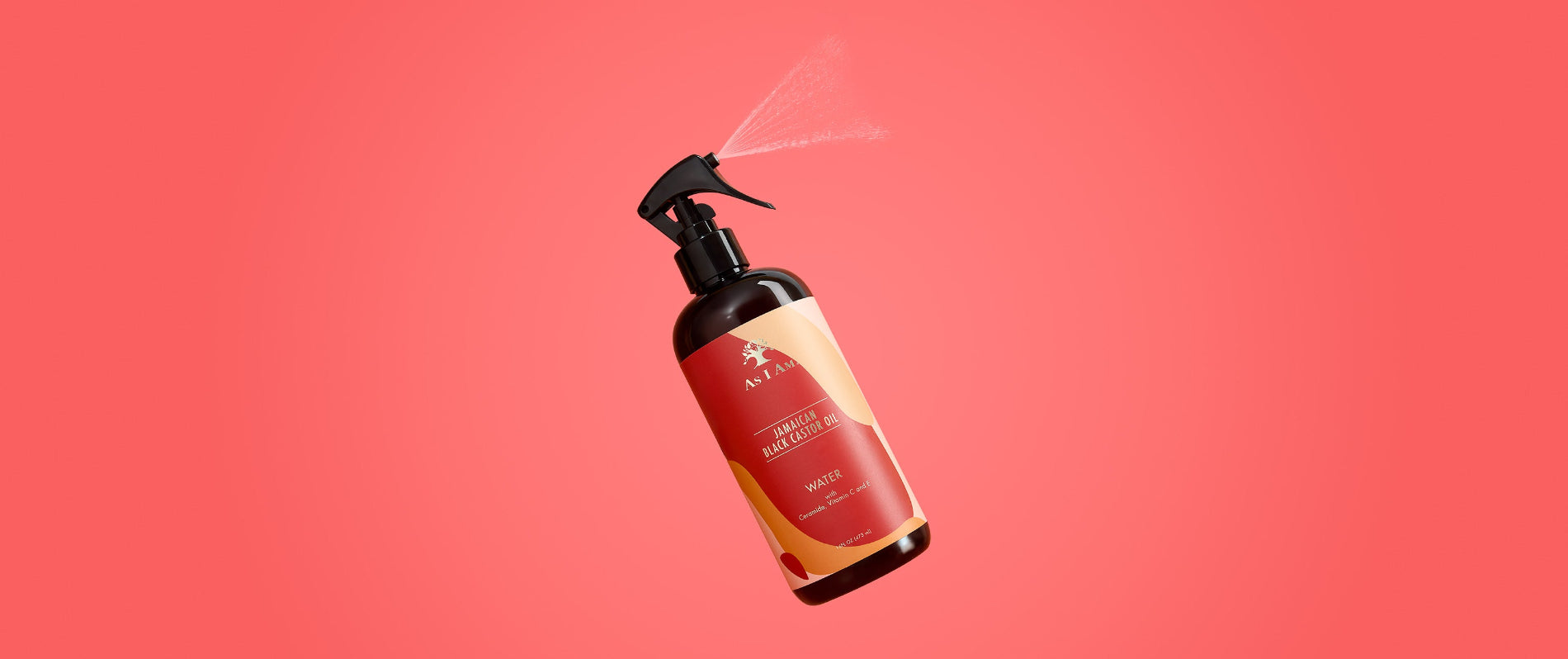 As I Am Jamaican Black Castor Oil Water — landscape shot of the lightweight leave-in spray infused with JBCO, formulated to hydrate, detangle, and revitalize natural curls.