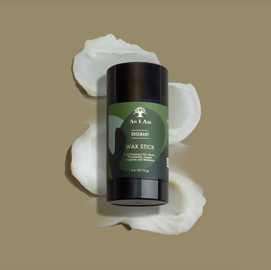 As I Am Rosemary Wax Stick - Infusé de romarin et de biotine pour des coiffures lisses et élégantes. Dompte les mèches rebelles, ajoute de la brillance et offre une tenue souple. Idéal pour les bordures et le coiffage. Bâton de 2,7 oz à tourner.