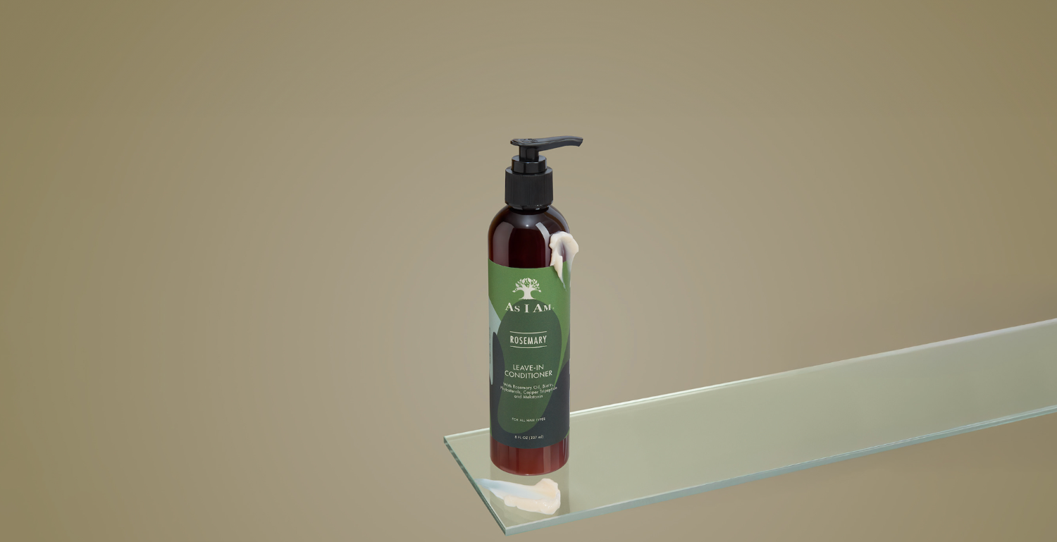 As I Am Rosemary Leave-In Conditioner – Infused with biotin and rosemary to nourish, strengthen, and hydrate hair. Lightweight formula for smooth, healthy curls and coils. 8 fl oz bottle.