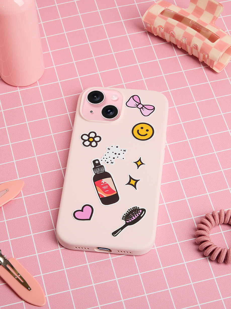 As I Am branded stickers on a phone case — bold, eye-catching designs that celebrate curl culture and self-expression, adding a fun personal touch to everyday tech.