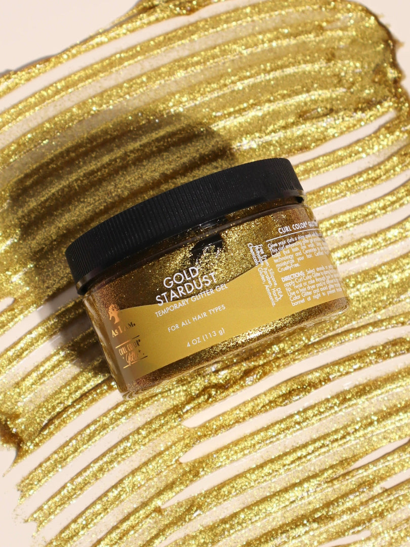 As I Am Curl Color Glitter Collection, featuring vibrant, temporary hair colors with a shimmering finish designed for curls and coils.