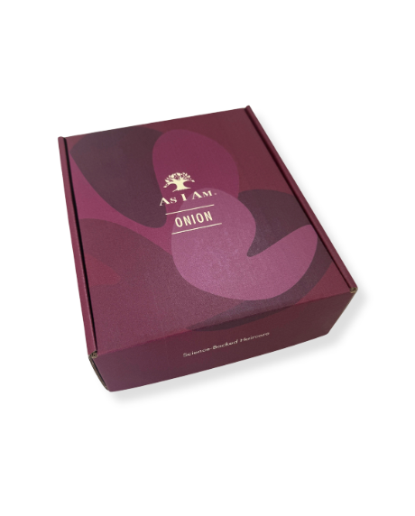 Maroon box with 'As I Am' branding on a white background