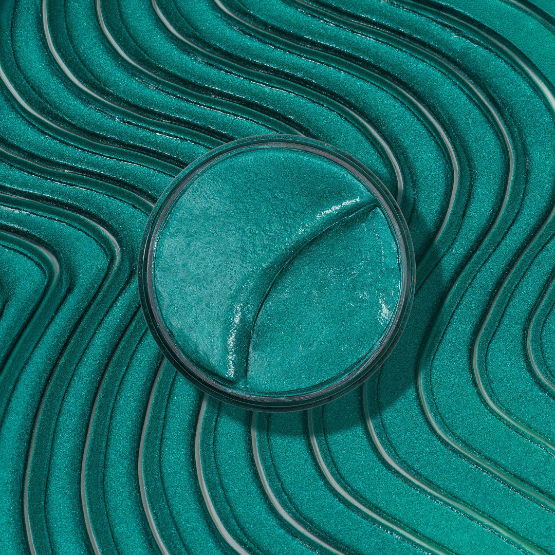Close-up of As I Am Curl Color in Dark Teal Green — a richly pigmented, creamy hair color gel texture, shown in a square format to highlight its smooth consistency and vibrant tone.