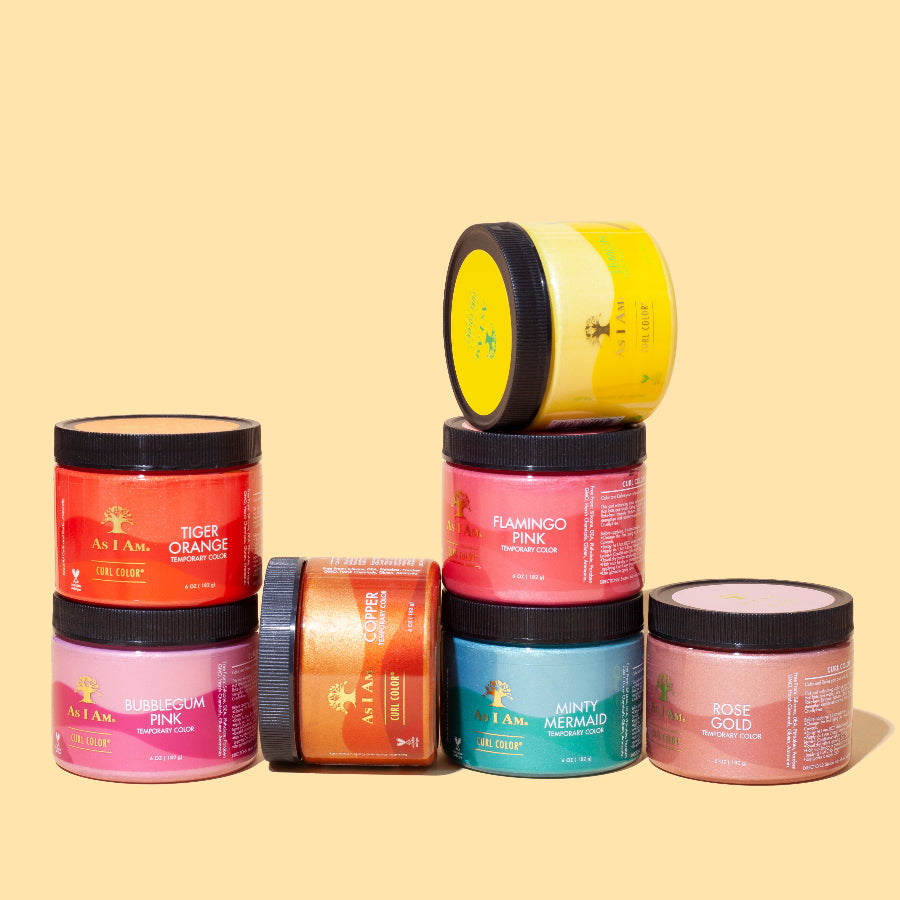 curl color collection image with yellow background
