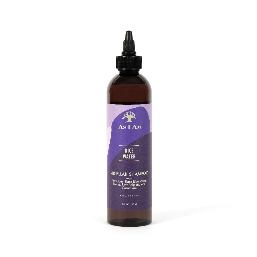 rice water shampoo front white background