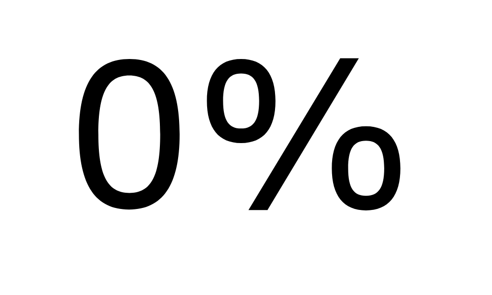 Símbolo negro «0 %» sobre fondo blanco