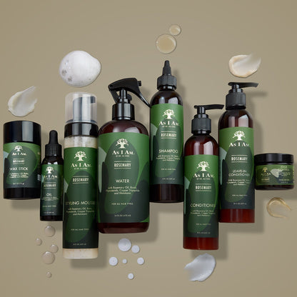 Collection of green skincare products on a beige background