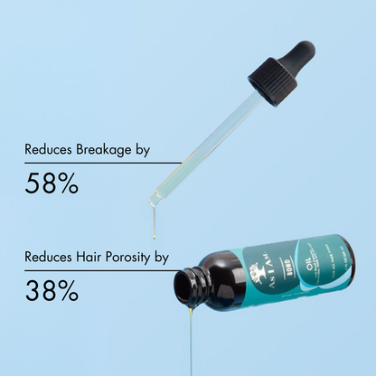 A lightweight yet powerful oil designed to strengthen and repair hair bonds while sealing in moisture. It helps reduce breakage, improve elasticity, and enhance shine, leaving hair smooth, nourished, and resilient without feeling greasy.