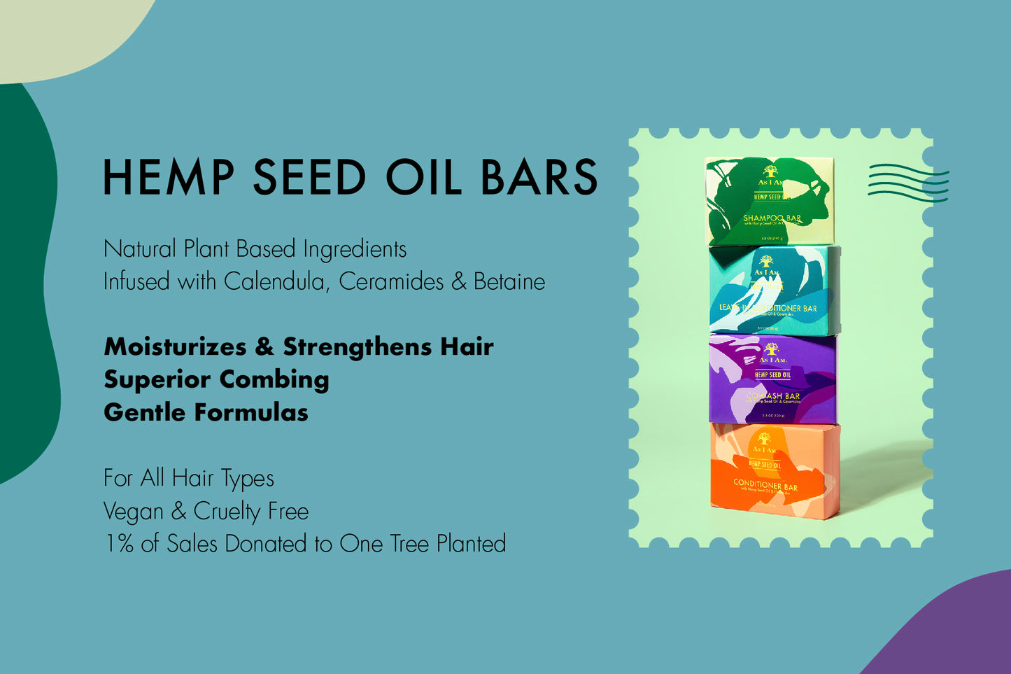 Hemp seed oil bars postcard