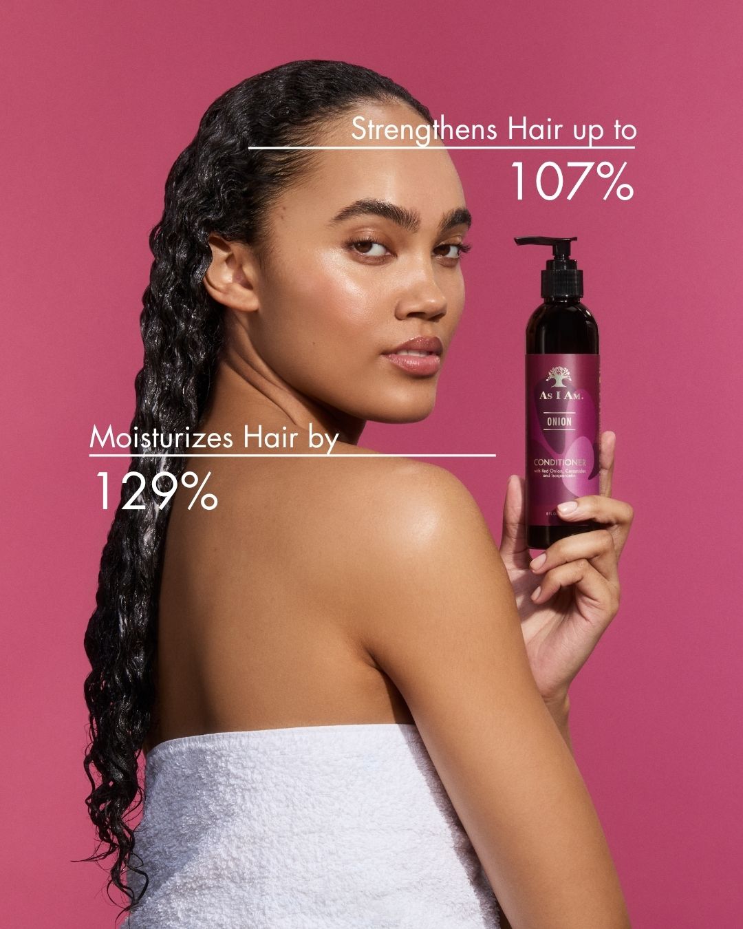 As I Am Onion Conditioner with benefits and statistic percentages