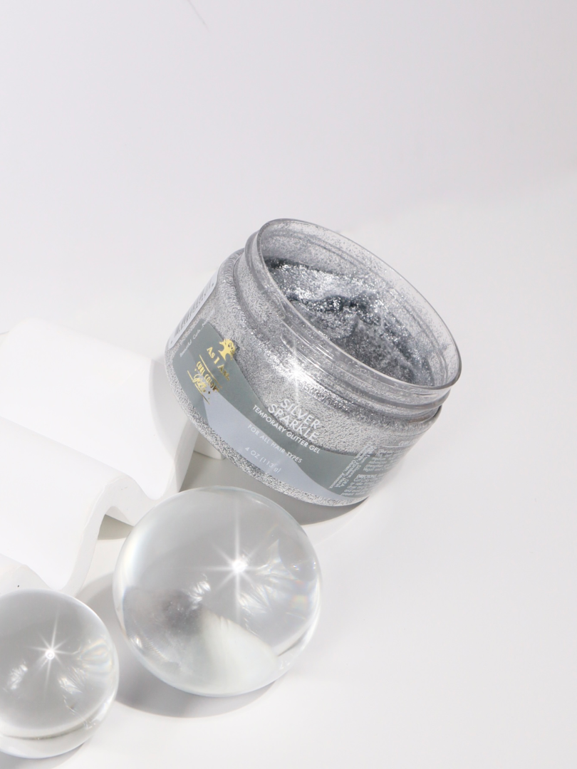 As I Am Curl Color Glitter Collection, featuring vibrant, temporary hair colors with a shimmering finish designed for curls and coils.