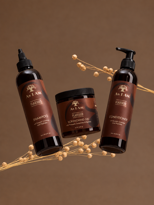 Shampoing, après-shampoing et gel à base de graines de lin