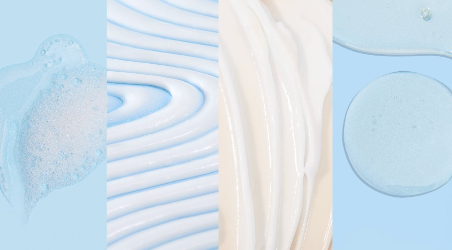 Collage of abstract blue and white patterns