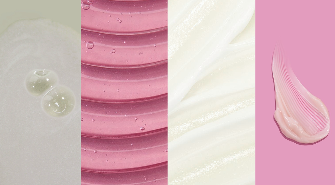 Collage of pink and white textures and patterns