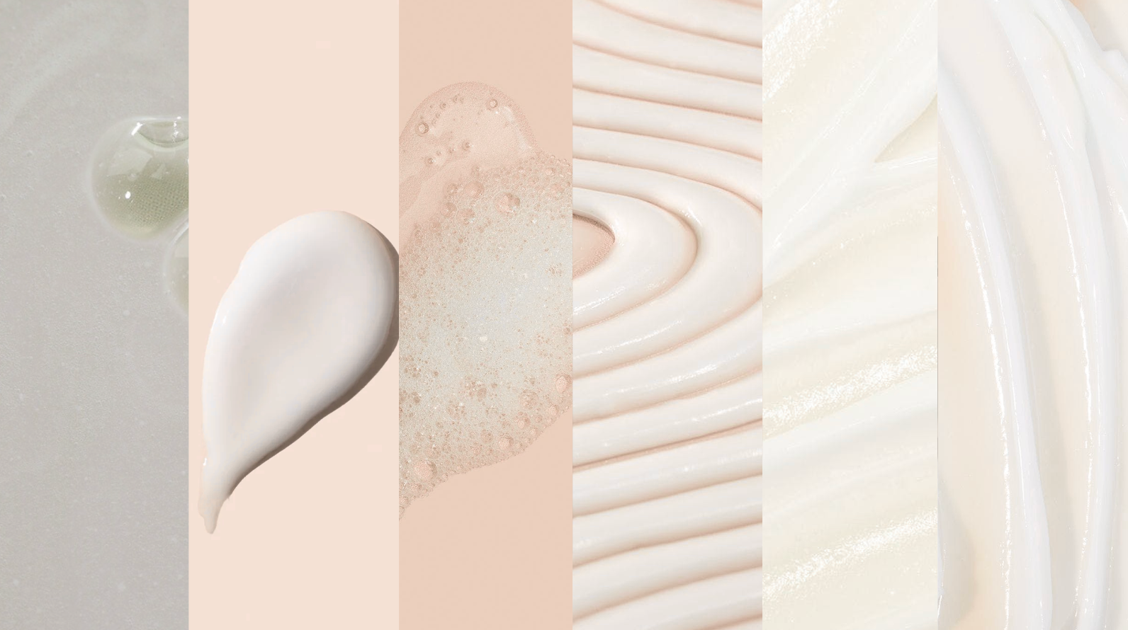 Collage of different textures and colors of cream or lotion