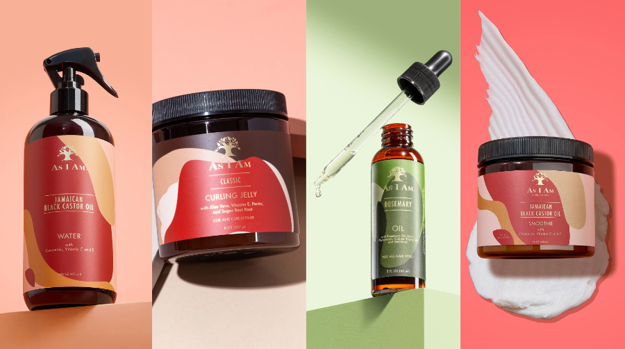 Set of Anfam skincare products on a colorful background