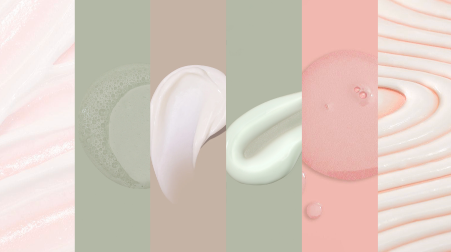 Collage of smooth cream textures in various pastel colors