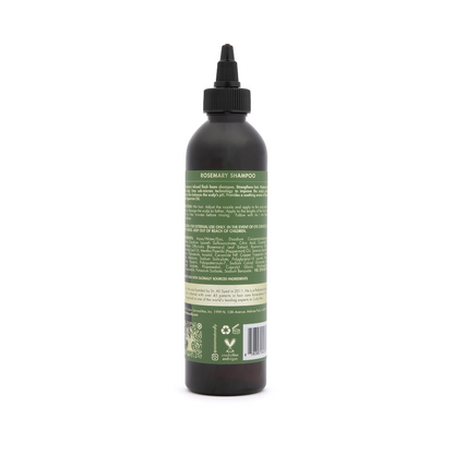 As I Am Rosemary Shampoo back of bottle against white bg