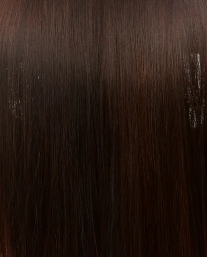 Close-up of dark brown hair texture
